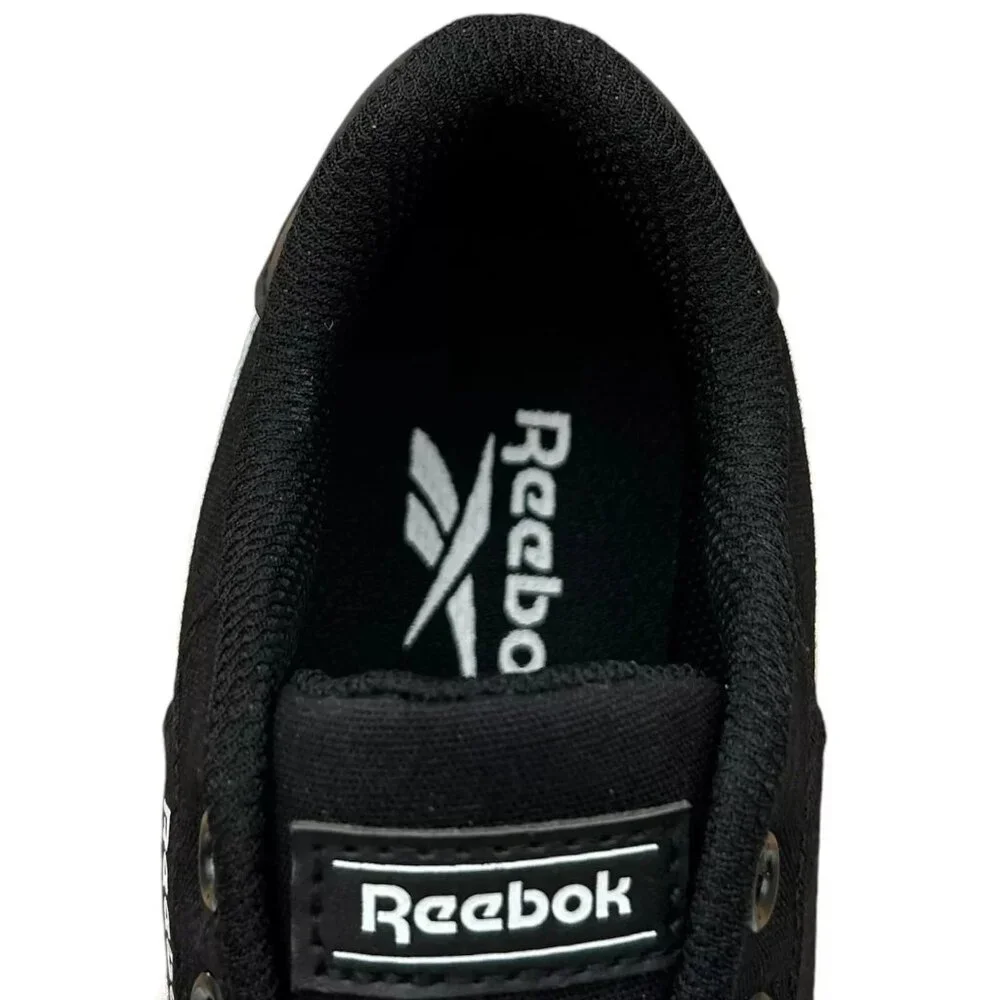 Reebok Little Boys Tech Canvas Casual Sneakers Size 12 Black/White Lace up Shoes